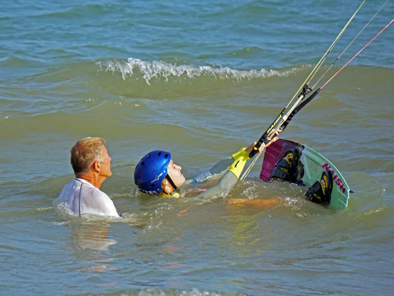 waterstart practice kiteboarding lessons
